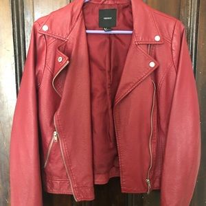 Forever 21 Red Faux Leather Jacket